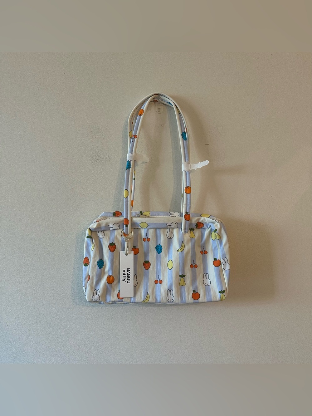 SOLD OUT Baggu Miffy UO Exclusive Nylon Bowler Bag Picnic Stripes Blue
